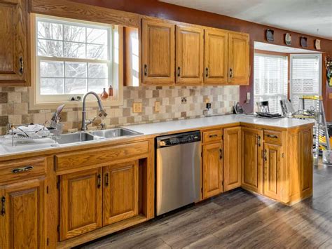 oak cabinets with laminate countertops